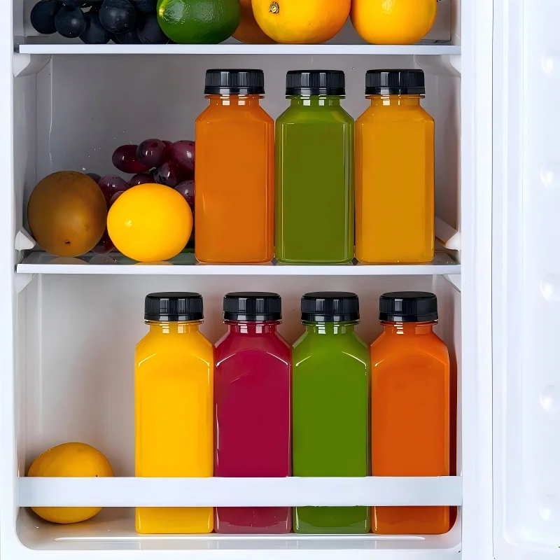 12-48Pcs Plastic Bottles With Caps Reusable Juice Bottles Clear Smoothie Containers For Home Party Picnic Business 2oz/12oz