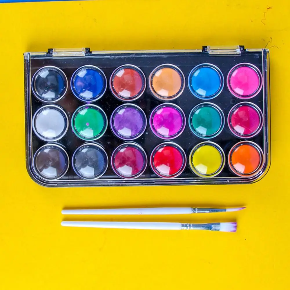 12/18/24/36Colors Solid Watercolor Paint Set Metallic Glitter Plastic Box Watercolor Pigment Painting Pigment Set Students