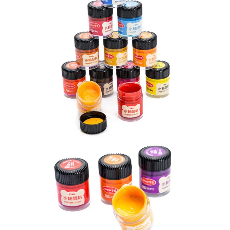 12/24/36 Color 15ml Gouache Pigment Set Fast Drying and Sun-resistant for Art Painting Children's Graffiti Sketching