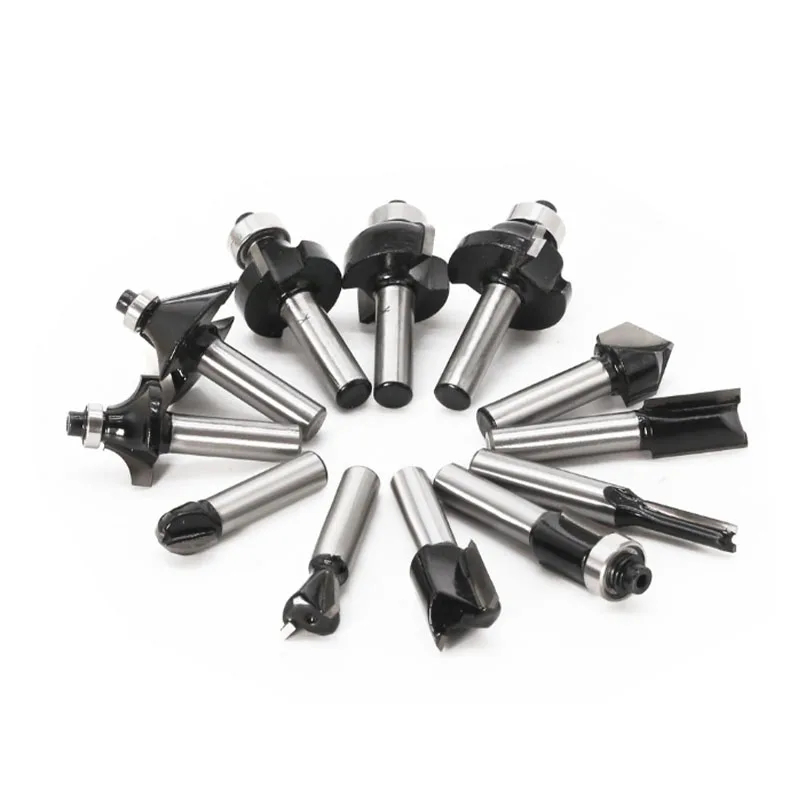 12PCS 6MM Shank Milling Cutter Wood Carving Router Bit Set With Box Trimming Straight Milling Cutter Wood Bits Carbide