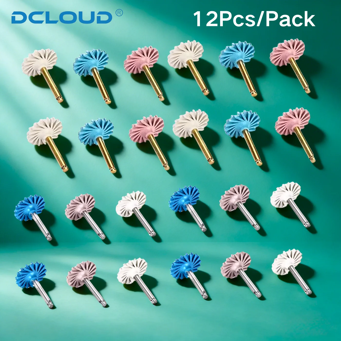 12Pcs/Pack Dental Composite Resin Polishing Disc Rubber Polisher RA 2.35mm Spiral Flex Brush Diamond System Dentistry Instrument