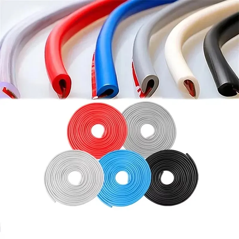 1/2pcs Car Door Edge Rubber Scratch Protector Strips Car Styling Mouldings Protection Side Doors Adhesive Scratch Tools 2M/5M