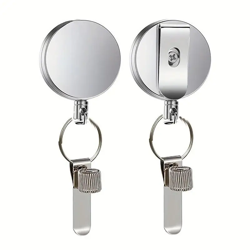 1/2pcs Creative Retractable Pen Case Pull-tab Fastener Anti Loss And Anti-theft Steel Wire Rope Buckle Metal Pen Holder Pen Clip