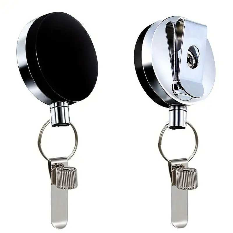 1/2pcs Creative Retractable Pen Case Pull-tab Fastener Anti Loss And Anti-theft Steel Wire Rope Buckle Metal Pen Holder Pen Clip