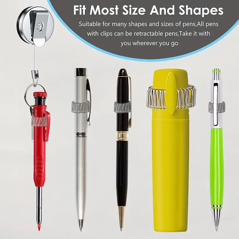 1/2pcs Creative Retractable Pen Case Pull-tab Fastener Anti Loss And Anti-theft Steel Wire Rope Buckle Metal Pen Holder Pen Clip