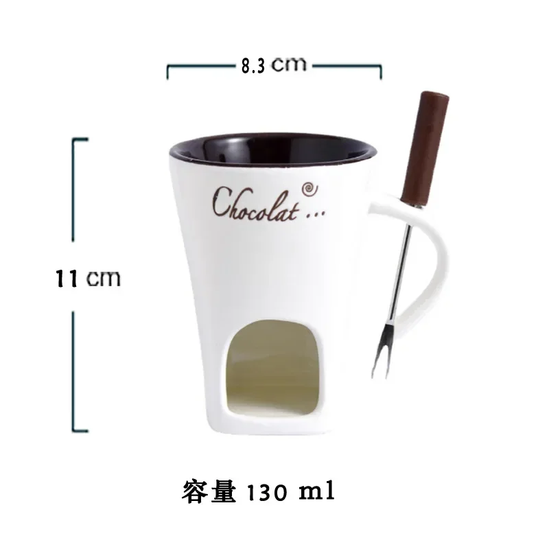 130ML European Candle Cup Cheese Chocolate Melting Ceramic Mug Heating Food Ceramic Mug with Fork Creative Coffee Mug Tableware