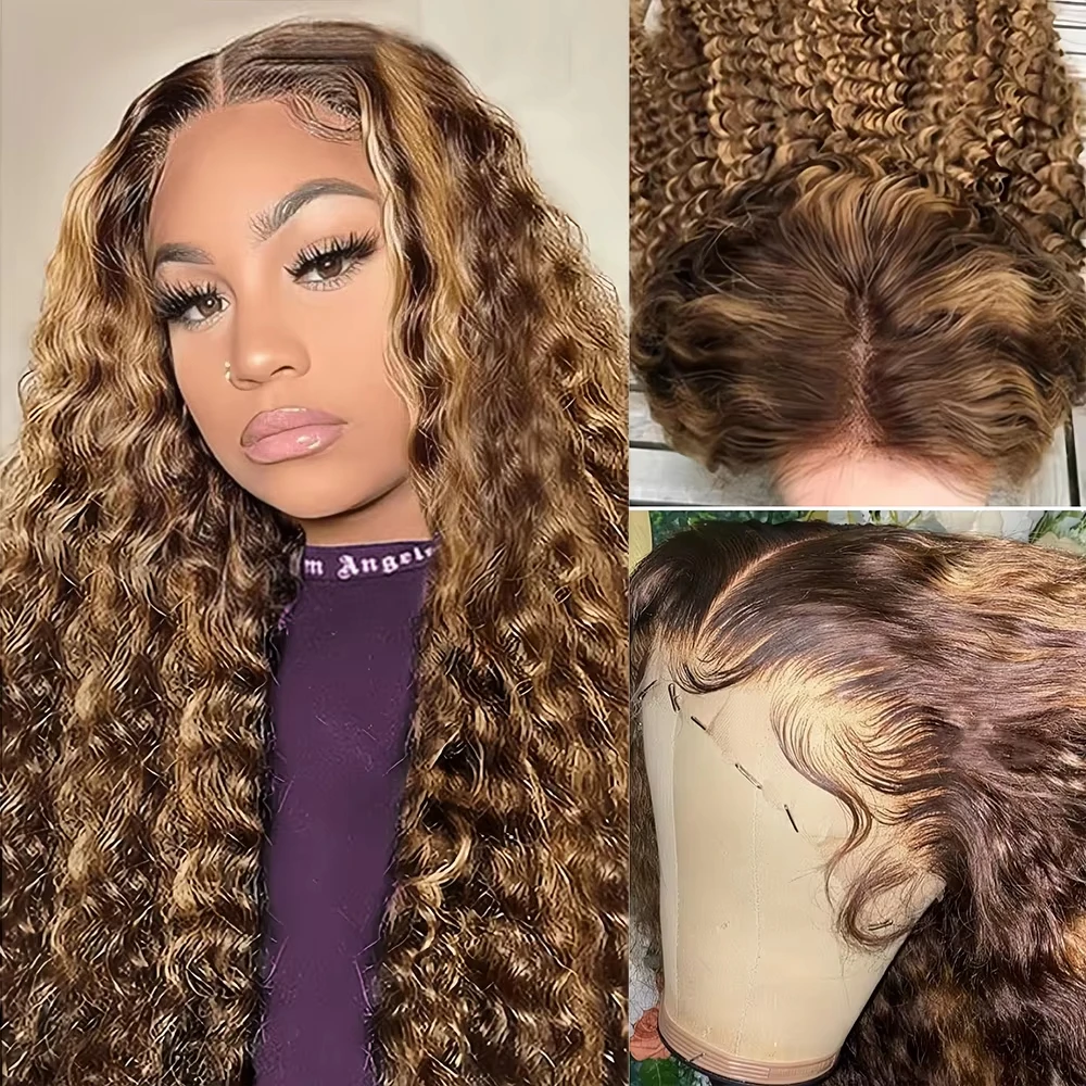 13x4 13x6 Hd Lace Frontal Wig Water Wave 4/27 Highlight Wig Deep Wave Curly Wigs Pre Plucked 100% Brazilian Human Hair for Women