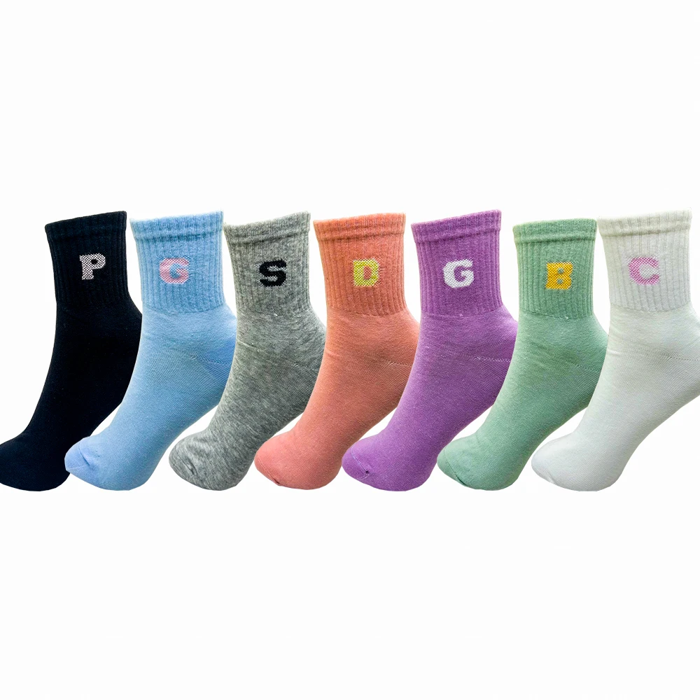 1/4 Pairs Woman Cotton Socks For Women Cotton Female Socks Set Woman Colorful Lady Socks Letter Printed Sock