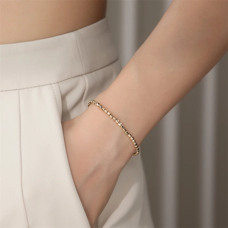 14K Gold Filled Bead Bracelet Handmade Tarnish Resistant Jewelry Boho Bracelets Anklets for Women Bridesmaid Gift Gold Bracelet