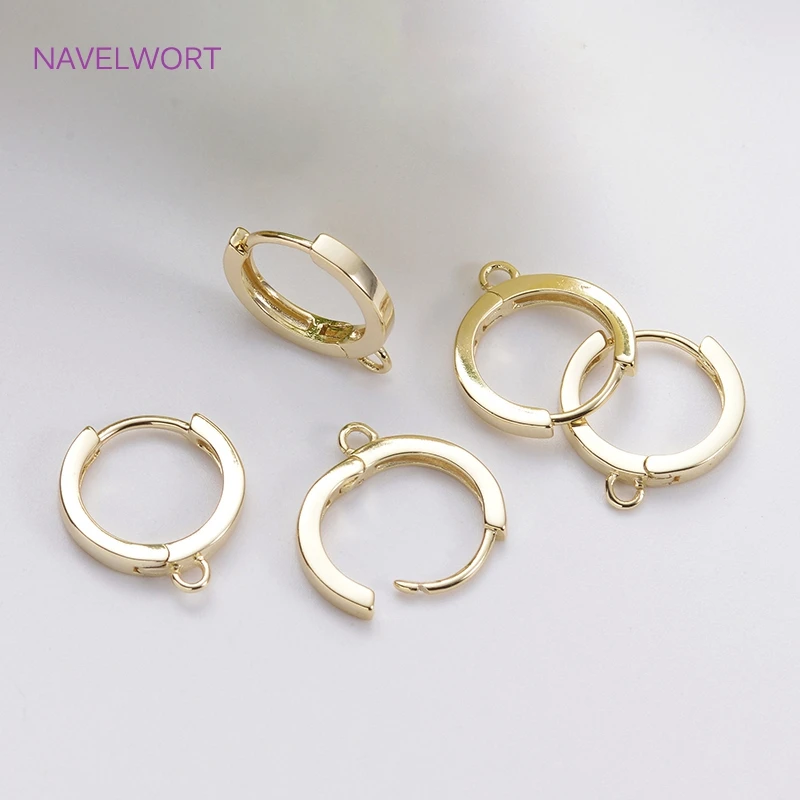 14K Gold Plated Brass Earrings Hooks Round Hoop Earrings,Earring Fixtures,Fasteners For Earrings,DIY Earring Making Accessories