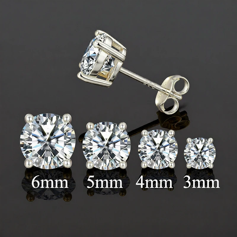 18K Gold Plated 0.1-2CT Moissanite Studs Earrings for Men Women S925 Silver Pass Diamond Test Wedding Gift