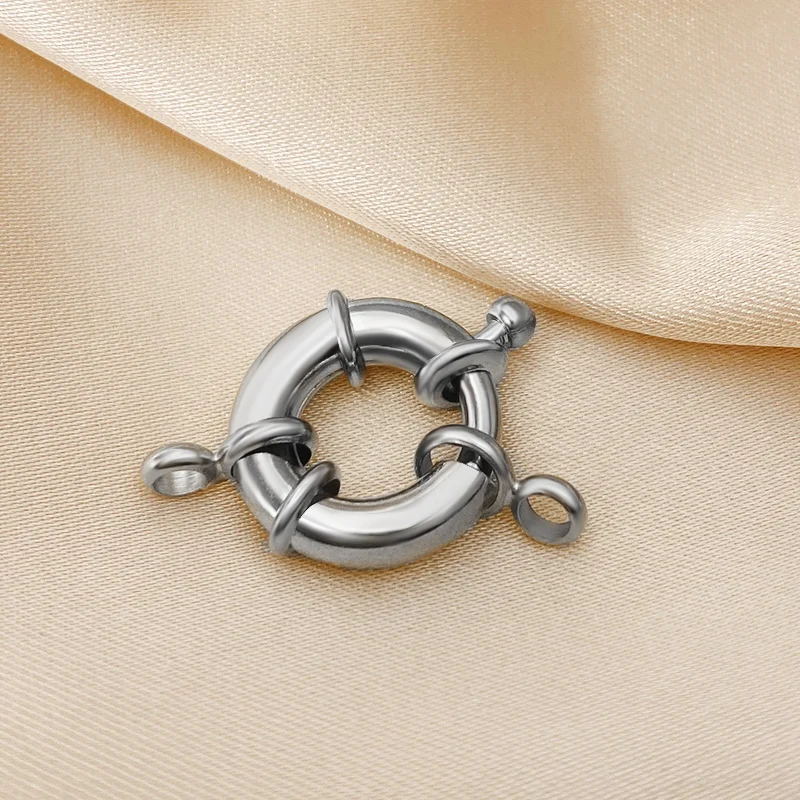 18K Real gold color Round Spring Clasps Hooks for Bracelet Clavicle Necklace Clasp Connectors DIY Jewelry Making Supplies