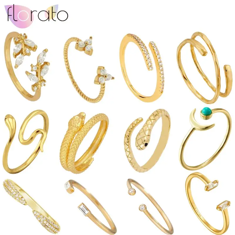 1PC 24k gold Plating Adjustable Open Hug Rings for Women Romantic Opening Rings Crystal Wedding Rings Unisex Jewelry