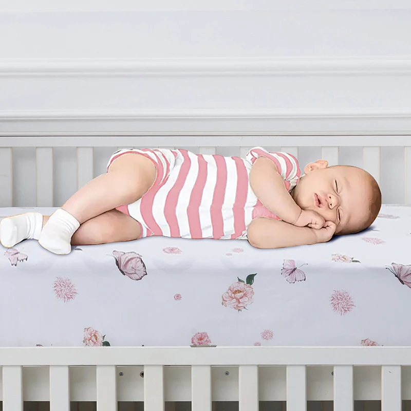 1PC Mini Crib Sheets Print Portable Fitted Playard Sheet Baby Toddler Playard Mattress Cover