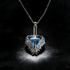 1PCS Heart Cross Wings Ashes Necklace Dog Memorial and Funeral Supplies For Women
