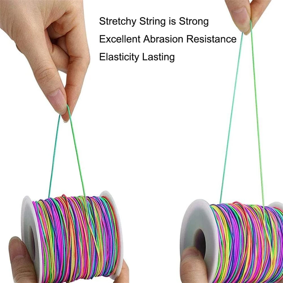 1mm Stretchy Bracelet String, Sturdy Rainbow Elastic String Elastic Cord for Jewelry Making Necklaces Beading and Crafts