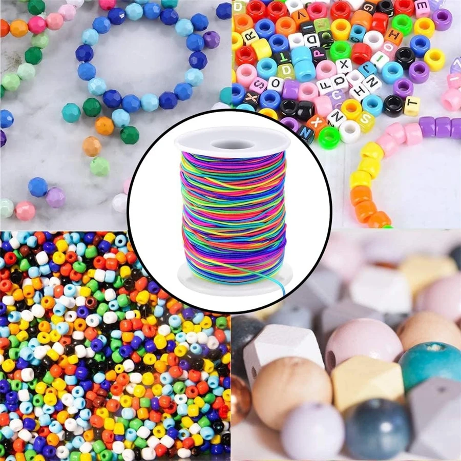 1mm Stretchy Bracelet String, Sturdy Rainbow Elastic String Elastic Cord for Jewelry Making Necklaces Beading and Crafts
