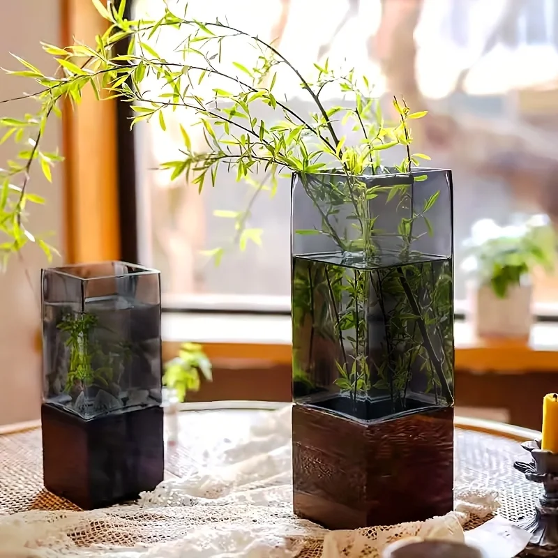 1pc Nordic Style Acrylic Vase with Base, perfect for party table centerpieces, living room decoration, ideal gift for others