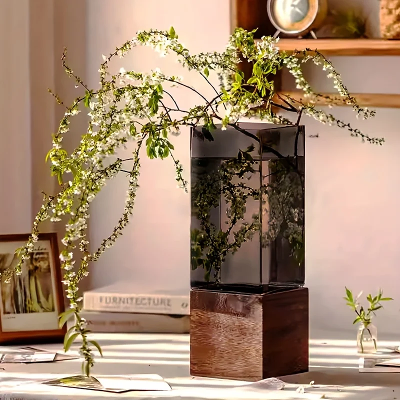 1pc Nordic Style Acrylic Vase with Base, perfect for party table centerpieces, living room decoration, ideal gift for others