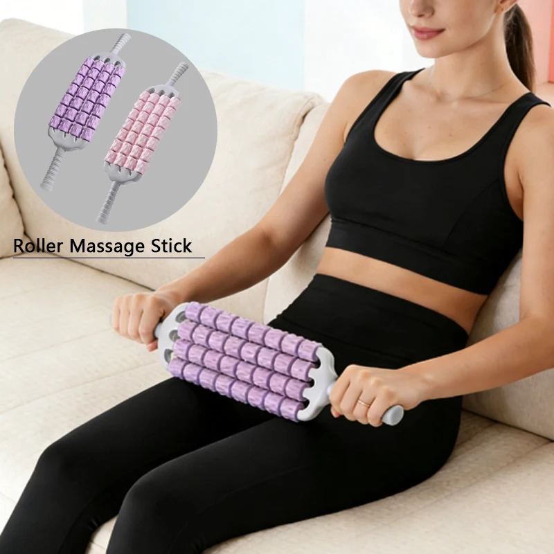 1pcs 4-Row Bendable Muscle Roller Massage Stick, Deep Tissue Fascia Massage, Flexible Design for Targeted Relief on Back, Legs