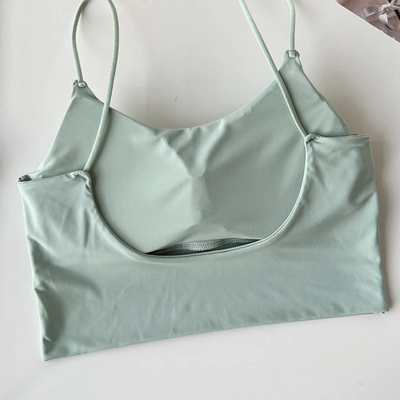 1pcs Girls Straps Vests Women Ice Silk Bras Ladys Inside Wear Camisoles Slim With Padded Underwears Summer Female Sexy Tank Tops
