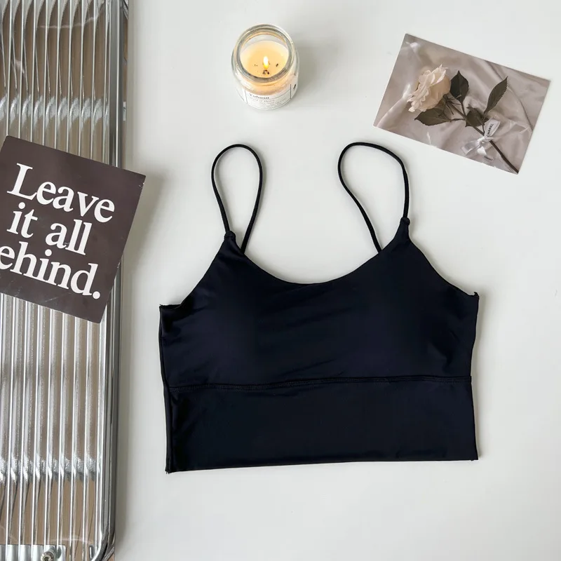 1pcs Girls Straps Vests Women Ice Silk Bras Ladys Inside Wear Camisoles Slim With Padded Underwears Summer Female Sexy Tank Tops