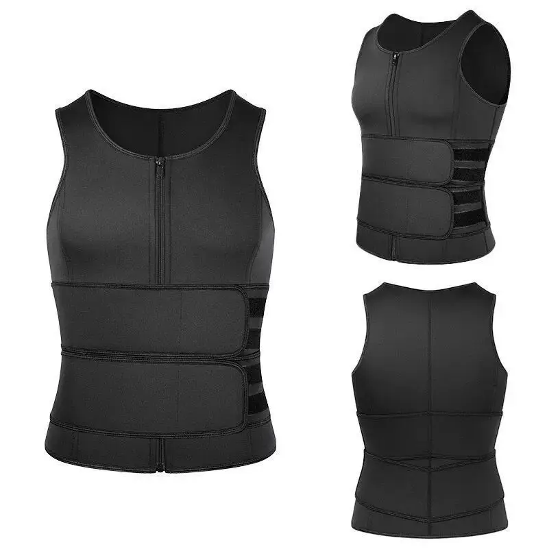 1pcs Men's corset Waist Trainer Men Slimming Body Shaper Vest Zipper Velcro Strap Correction Abdomen Tank Top Fitness Shapewear