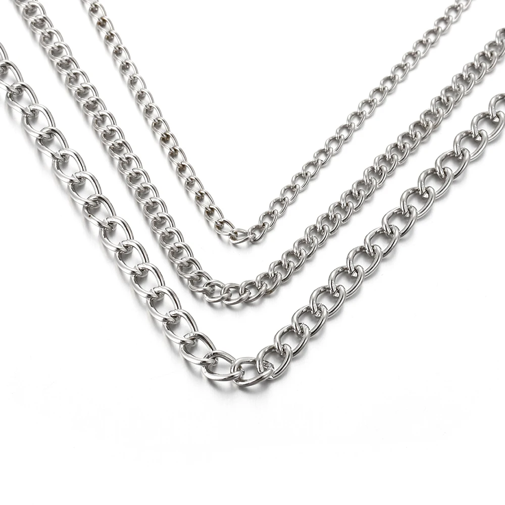 2 Meter Flat 2.5/3.5/4.5mm Extension Thin Chain Metal Chain DIY Necklace Body Chain Jewelry Making Chain Accessories