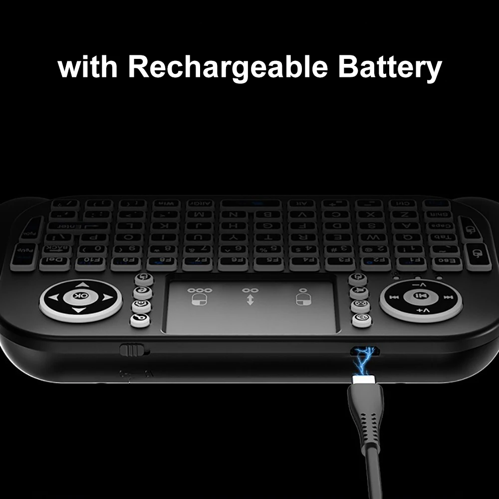 2.4G Wireless Keyboard with Touchpad RGB Backlit Keyboard Rechargeable Mini Keyboard Bluetooth 5.0 Keyboard for Android TV Box