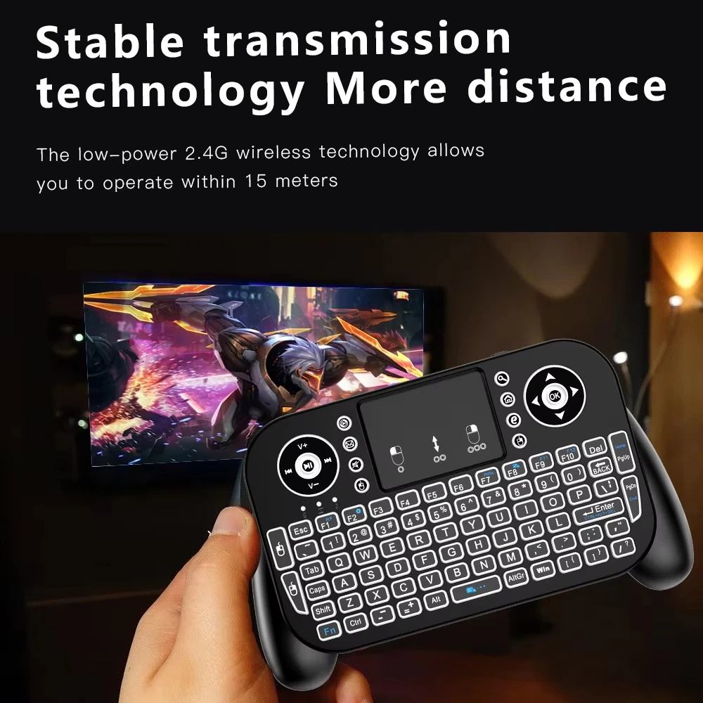 2.4G Wireless Keyboard with Touchpad RGB Backlit Keyboard Rechargeable Mini Keyboard Bluetooth 5.0 Keyboard for Android TV Box