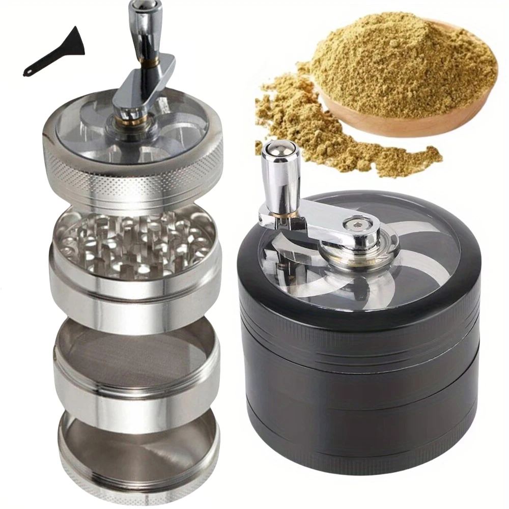 2.5inch Handle Herb Grinder Mill 4-layer Spice Pepper Crusher Mortar Tobacco Grinder Cigarette Smoking Tool Kitchen Accessories
