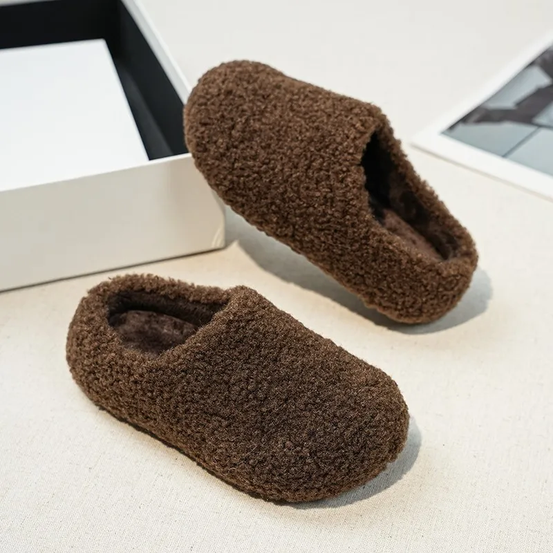2025 Autumn Winter New Korean Style Slippers Girls and Boys Soft Sole Fluffy Cotton Slipper