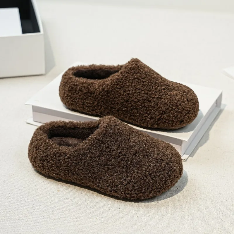2025 Autumn Winter New Korean Style Slippers Girls and Boys Soft Sole Fluffy Cotton Slipper