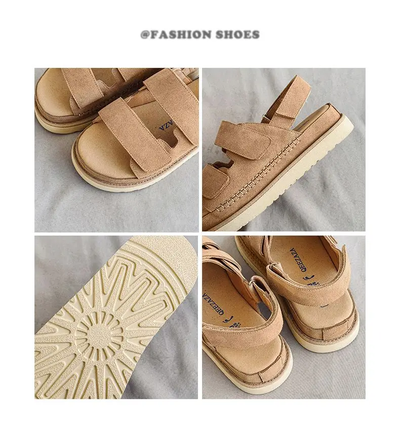2025 Men Cowhide Non-Stuffy Feet Fashion Sandals Summer New Couple Thick Bottom Increased Super Soft Outdoor Slippers Women