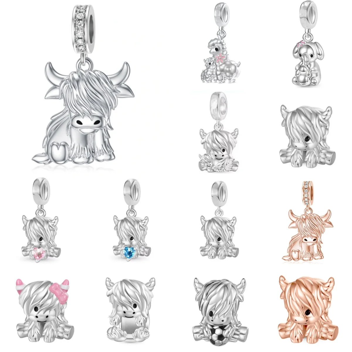 2026 925 Silver New Cattle Series Calf Bull Cow Pendant Bead Fit Original Bracelet DIY Jewelry Gift billiard Charm