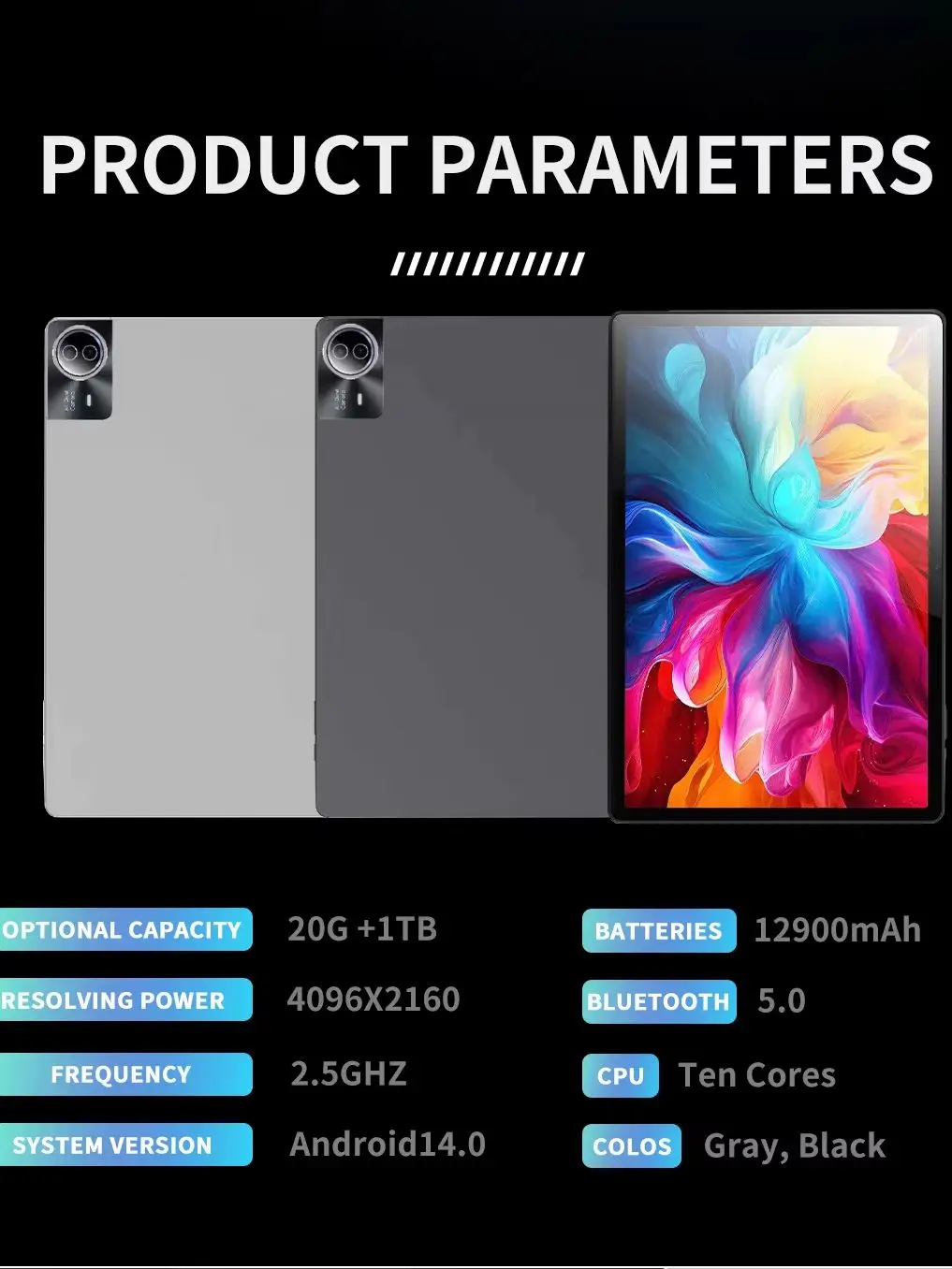 2026 New Arrival 14 inch Tablet Android 13.0 Google Play Dual 4G/5G Network GPS Bluetooth WiFi Tablets 8G RAM 512GB ROM