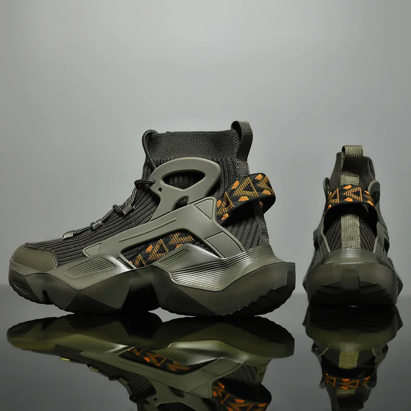 2026 New High-top Socks Shoes Chunky Sneakers Men White Trend Street Light Sports Running Shoes Big Size 45 46 Walking shoes