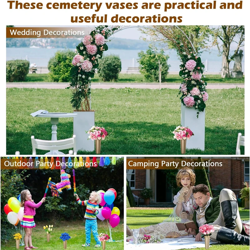 2/1PC Cemetery Vase with Spikes Plastic Floral Vase Holder for Gravestone Grave Yard Ground Outdoor Flower Marker Decorations