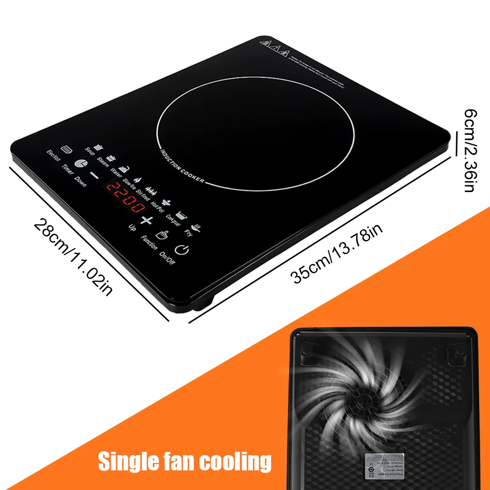 2200W Electric Induction Cooker UK Plug Induction Cooktop Timeable Energy-saving Induction Cooker Touch Panel Desktop Burner