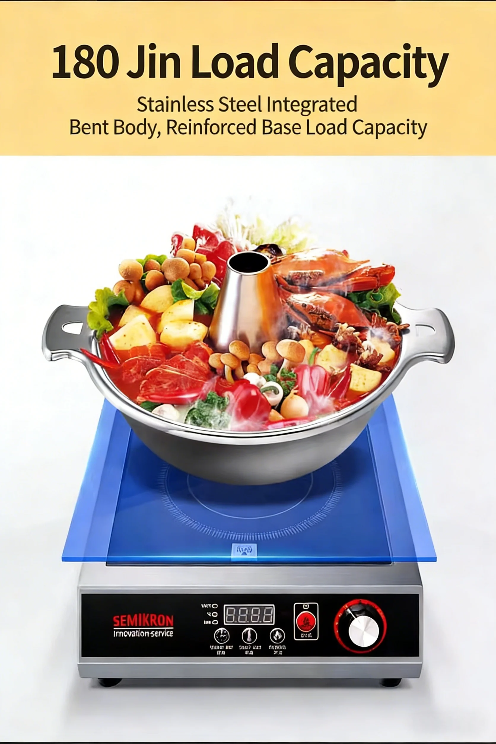 220V 3600W high-power single-head induction cooker button control maximum load-bearing 50KG black crystal pane