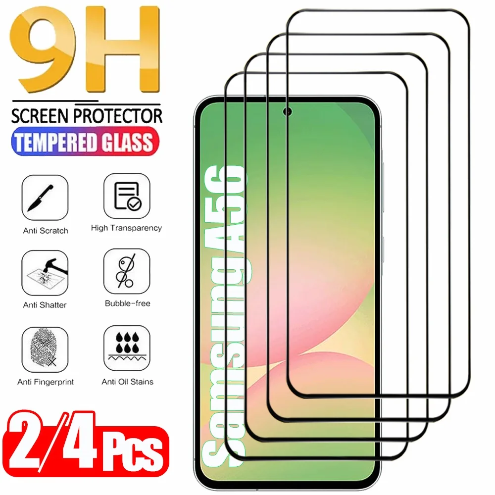 2/4PCS Cristal Templado For Samsung Galaxy A56 A55 A54 A53 Tempered Glass For Samsung A17 A27 A37 A57 A36 A26 A16 Screen Protector Samsung S26 S25 S24 Ultra Phone Protective Film