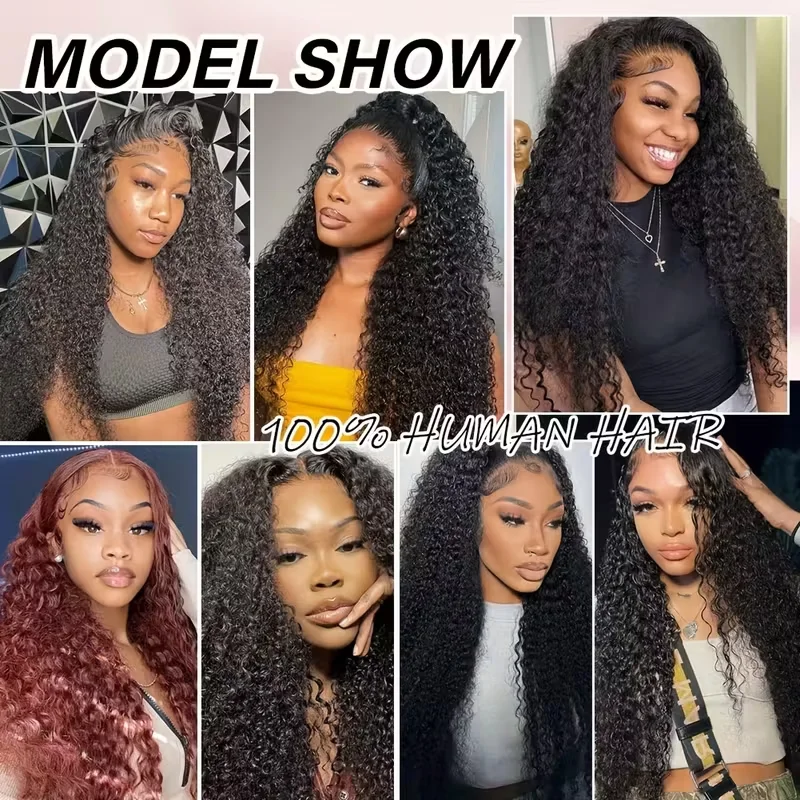250 Density 13x4 13x6 Lace Frontal Human Hair Wigs Kinky Curly Natural Color Jerry Curly Human Hair With Baby Hair