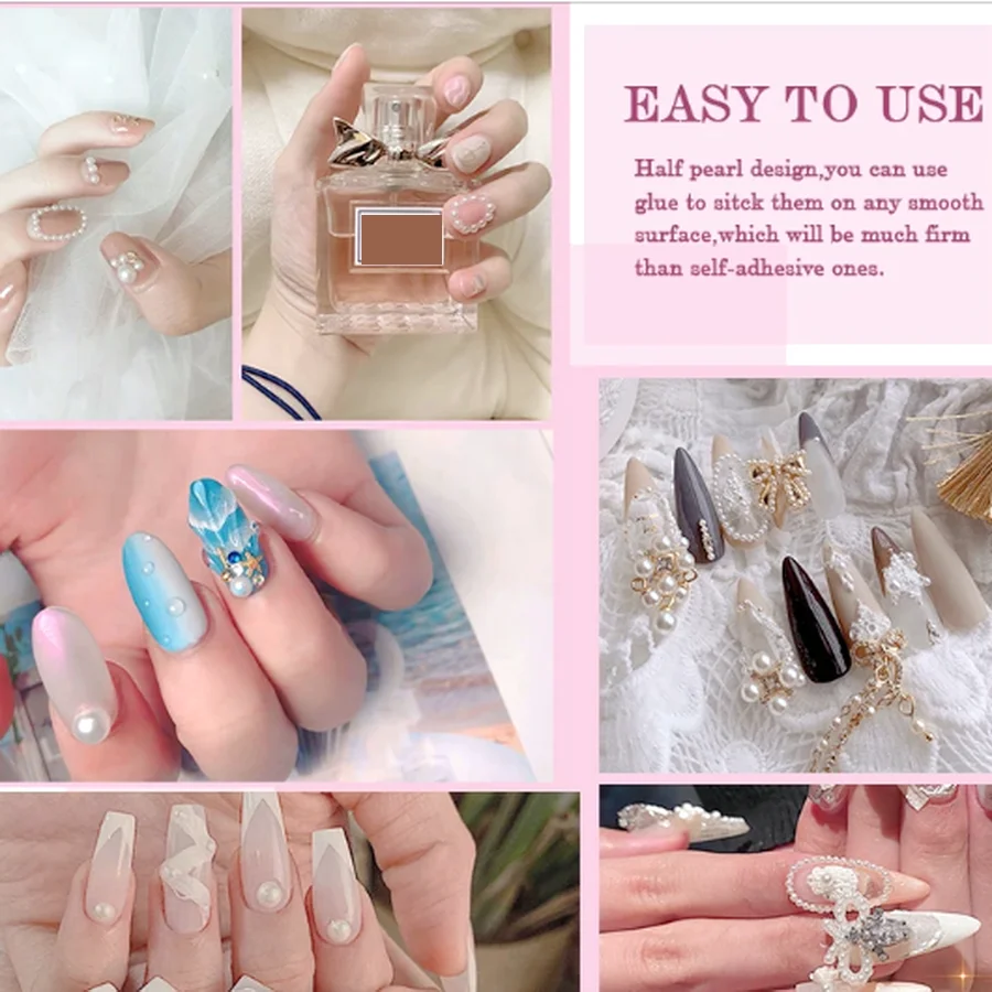 2MM-10MM, Flower Box, 5000pcs/P, AB Colors Flatback Half Round Pearl Rhinestones, Crystal Gems Non HotFix Jewelry Beads Diy.