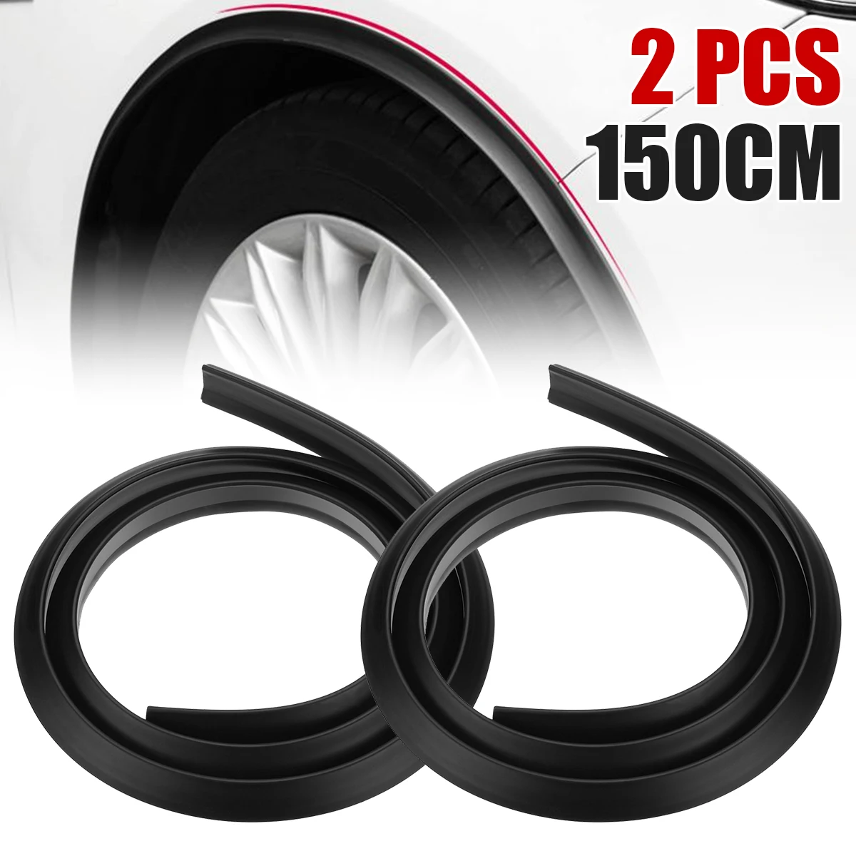2PCS Universal Fender Flare Car Wheel Eyebrow Protector Lip Wheel-arch Trim Arch Extenders Decorative Scratch Proof Rubber