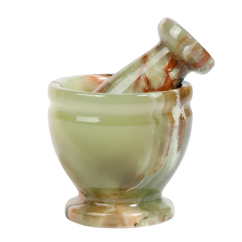 3" Diameter Mill Marble Mortar and Pestle Set Green Handmade Garlic Crusher Grinder Bowl for Kitchen Nut Grinder Spice Grinder