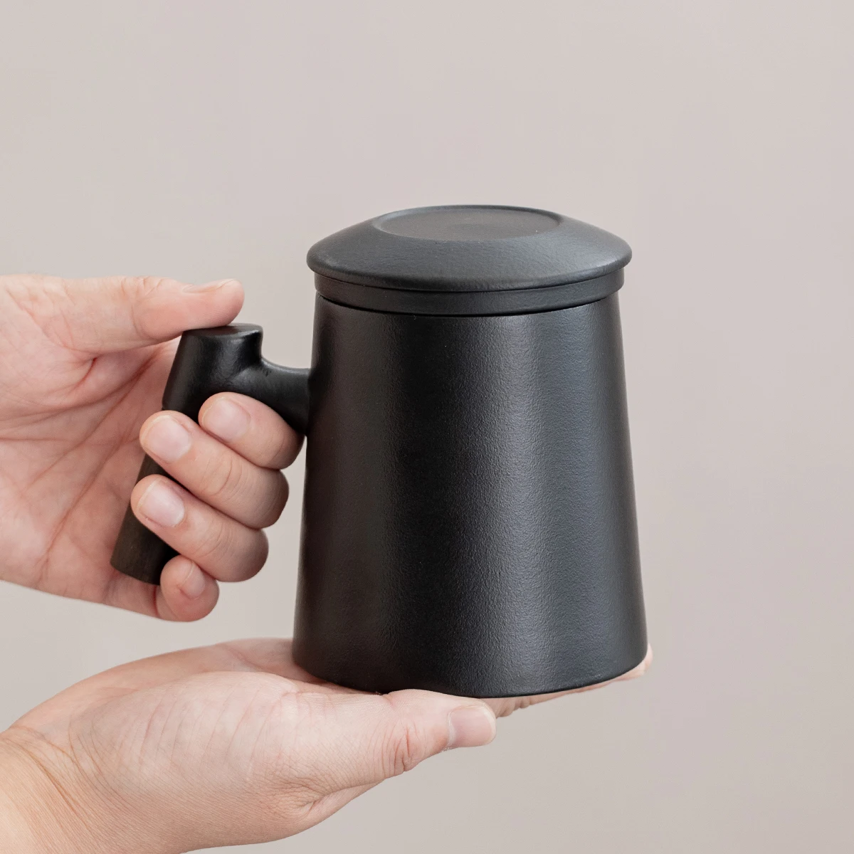 3-piece set of ceramic tea cups, mugs with lids, filtered tea water separation coffee cups, beverage cups