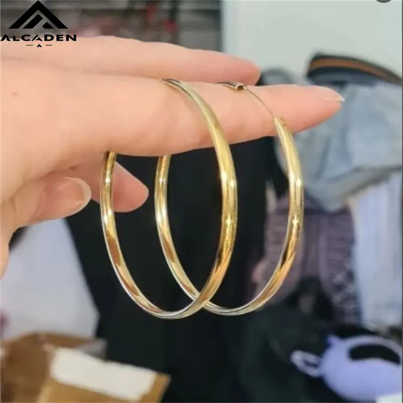 316L Stainless Steel 3-6CM Cutting Hoop Earrings For Women Fashion Yellow gold Color Cерьги Kольца Rings And Earr Jewelry Gifts