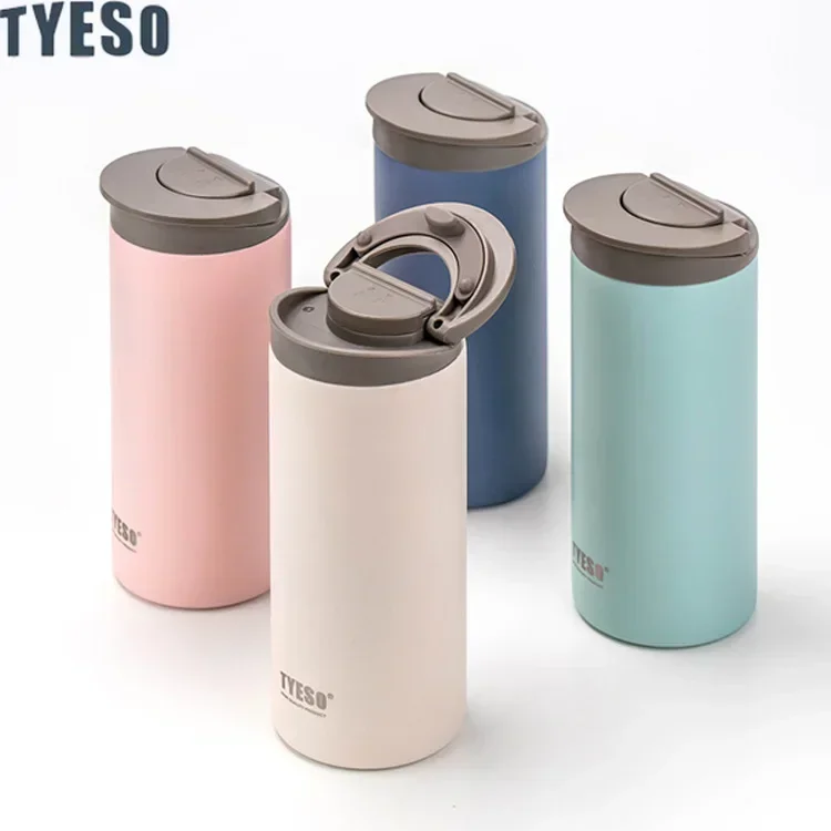 360ML Tyeso Stainless Steel Insulated Travel Mug Leak-Proof Direct Drink Water Bottle for Men and Women Portable Car Coffee Cup