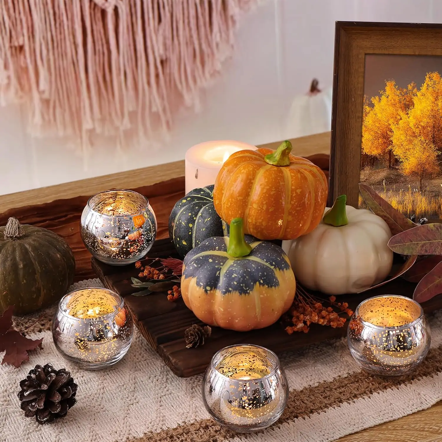 36pcs Silver Mercury Glass Tea Light Candle Holders for Weddings, Holidays, and Home Decor