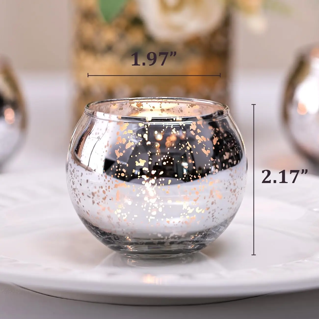 36pcs Silver Mercury Glass Tea Light Candle Holders for Weddings, Holidays, and Home Decor